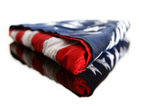 The completely folded triangular tri-corner cocked hat design of the United States flag