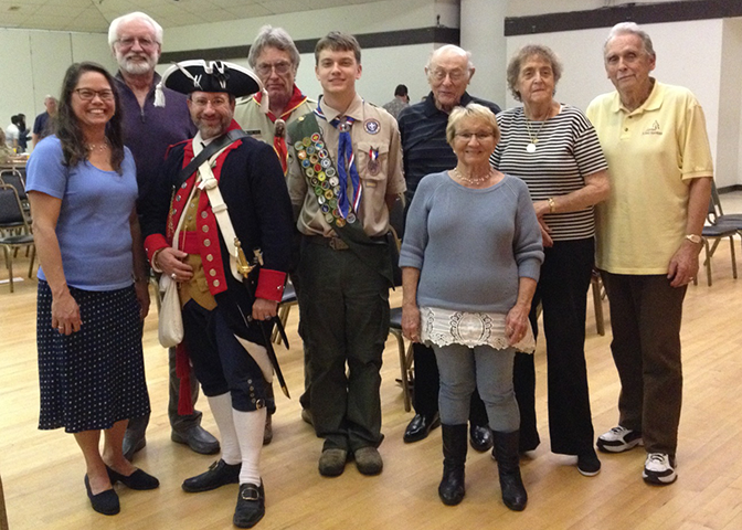 Russ Kaiser and Eagle Scout Zachary Kazee along with family and friends at the Court of Honor ceremony